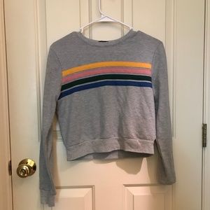 Forever 21 Grey Stripe Sweatshirt Size Small